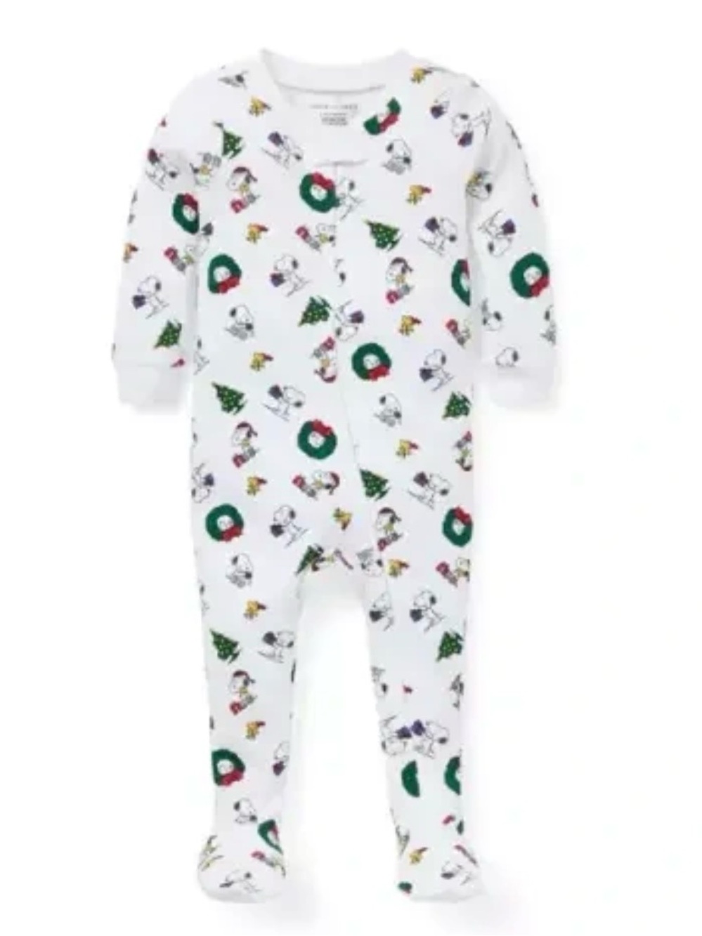 Janie and Jack White Holiday Print Footed One-Piece